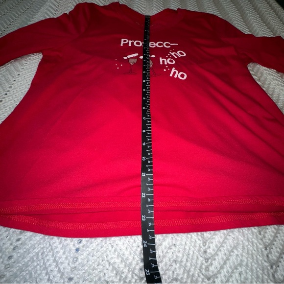 Women's Red Graphic Christmas Tee - Prosecc ho ho ho - Large - Picture 6 of 6